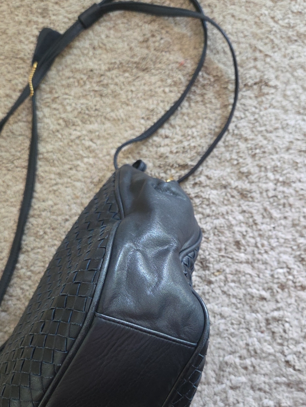 Aspects Blue Leather Woven Leather Bag - Picture 3 of 14